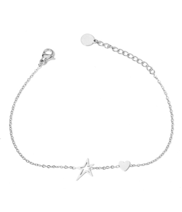 Pulsera plateada con estrella