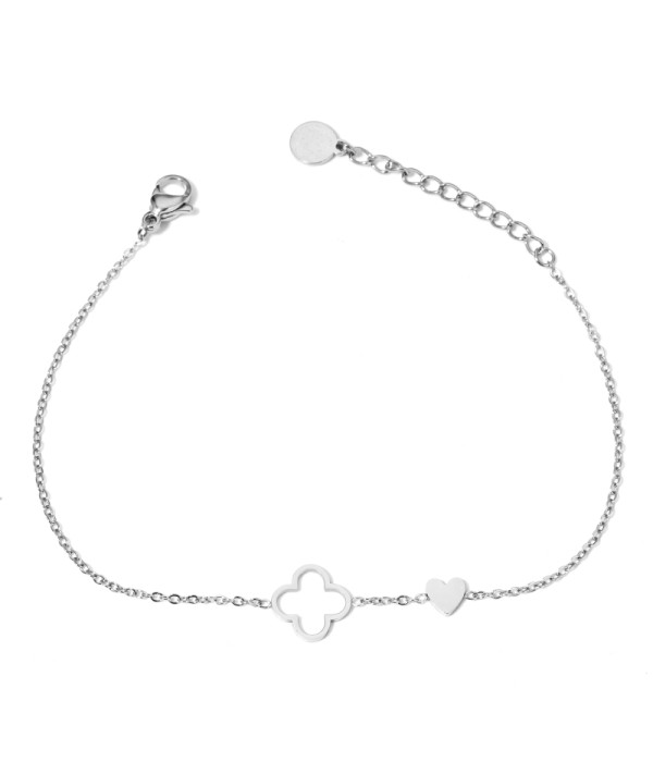 Pulsera plateada con flor