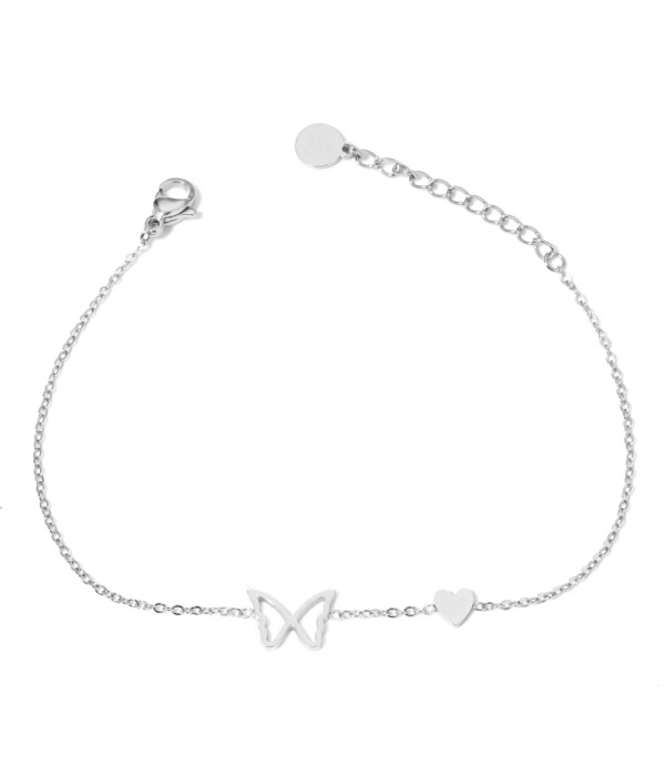 Pulsera plateada con mariposa