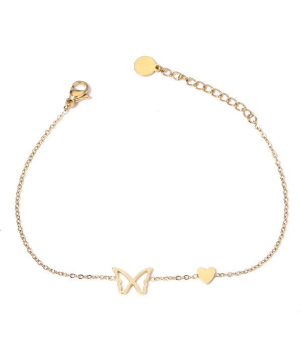 Pulsera dorada con mariposa