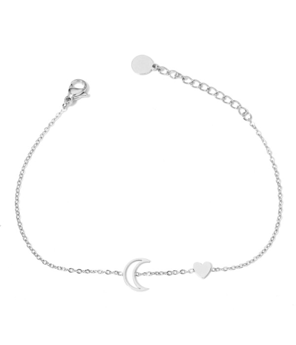 Pulsera plateada con luna