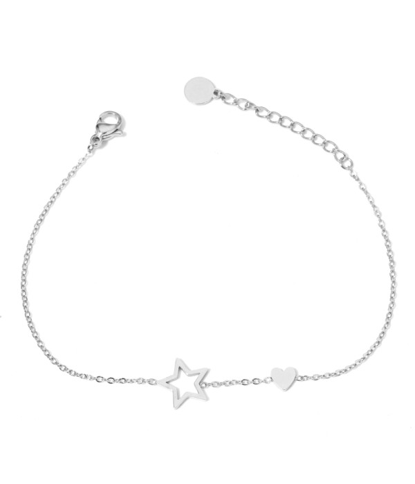 Pulsera plateada con estrella