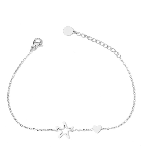 Pulsera plateada con estrella de mar