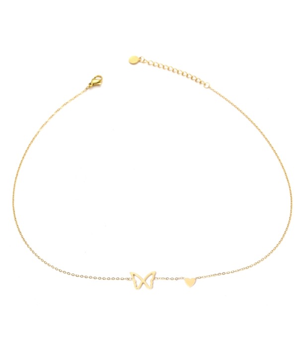 Collar dorada con mariposa