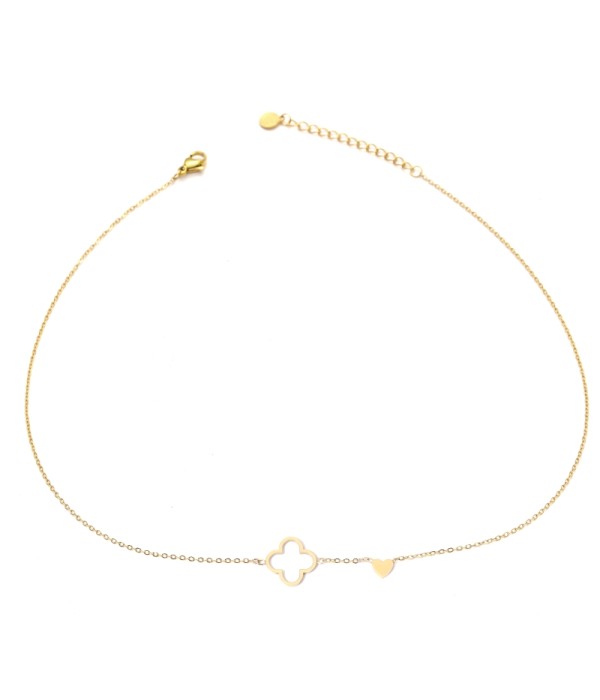 Collar dorada con flor