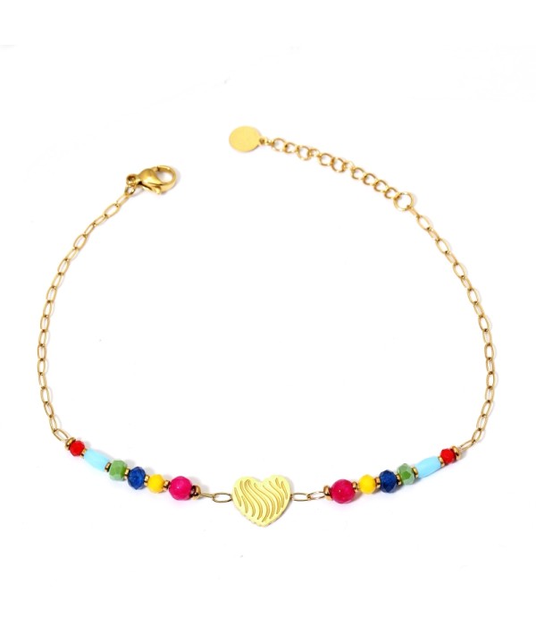 Tobillera dorada con corazón