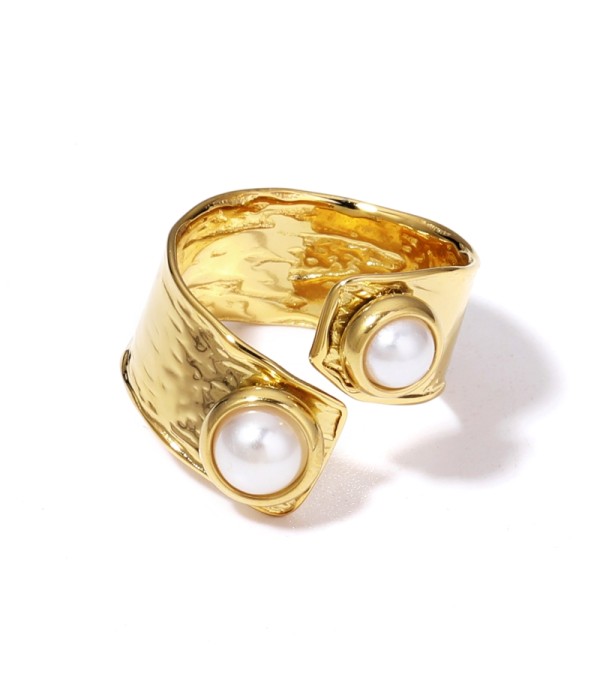 Anillo abierto de con extremos adornados de perla