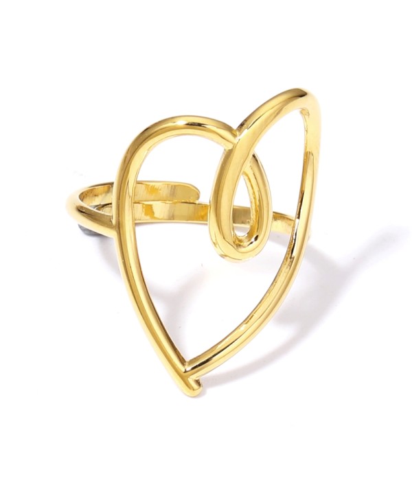 Anillo dorado abierto de corazón