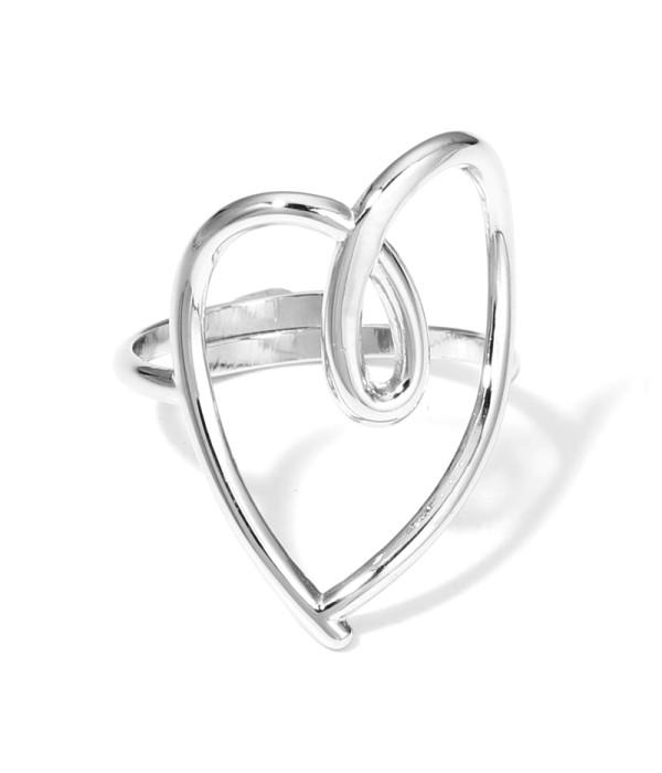 Anillo plateado abierto de corazón
