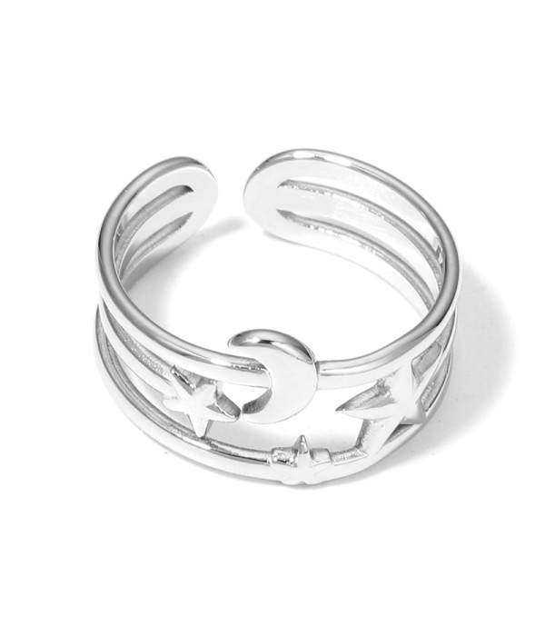 Anillo plateado de estilo celestial