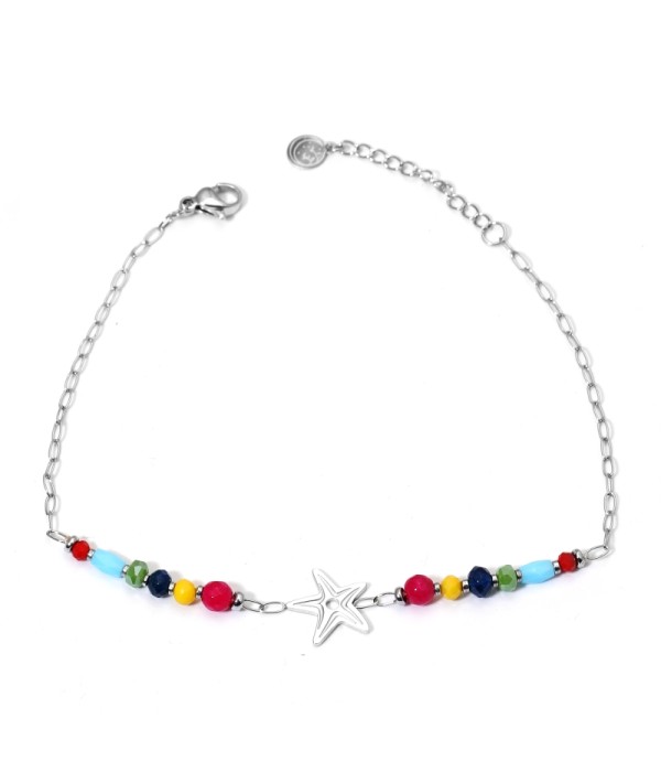 Tobillera plateada con estrella