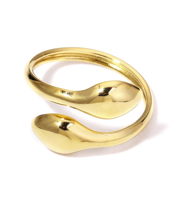 Anillo dorado con serpiente de dos cabezas ovaladas