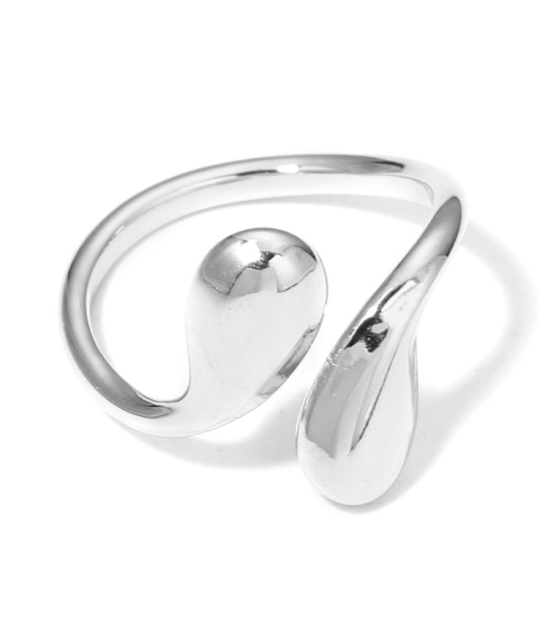 Anillo plateado con serpiente de dos cabezas redondas