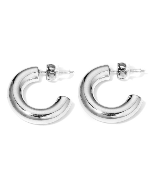 Pendientes de arco abierto plateados pequeños