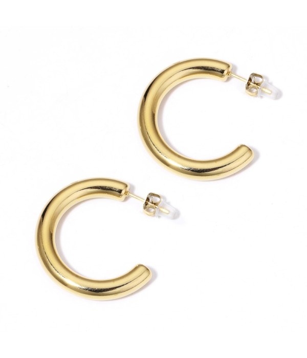 Pendientes de arco abierto dorados medianos