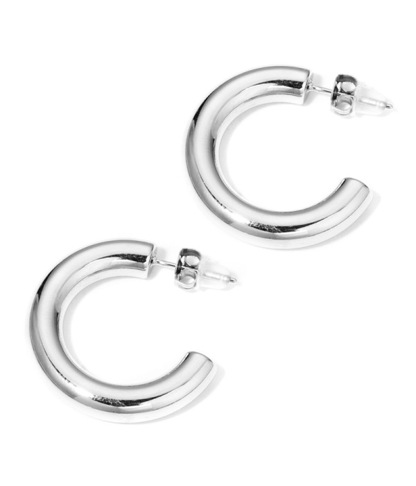 Pendientes de arco abierto plateados grandes