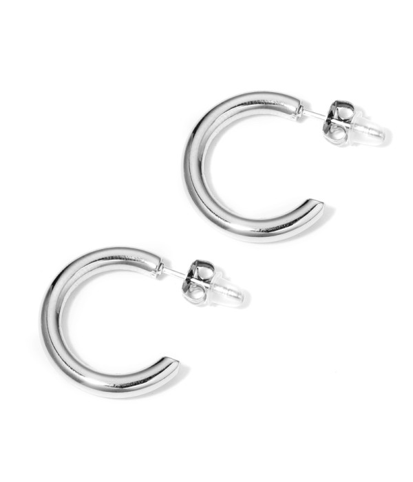 Pendientes de arco abierto plateados finos pequeños