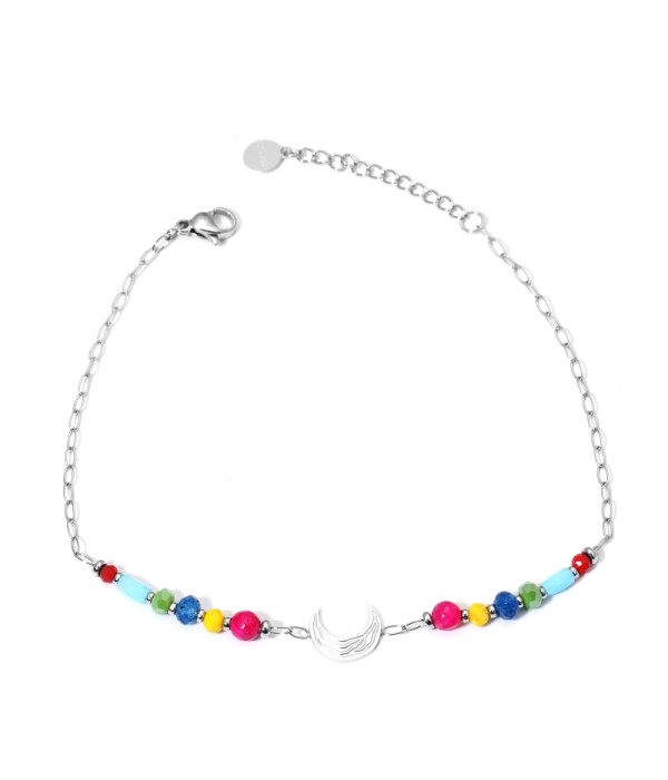 Tobillera plateada con luna