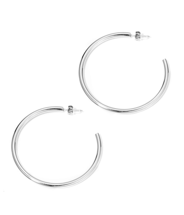 Pendientes de arco abierto plateados finos grande-plus