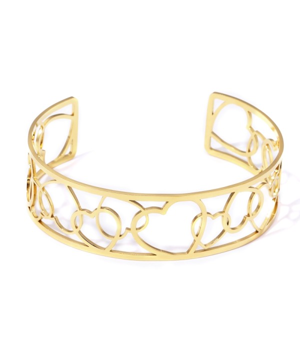 Brazalete dorado abierto calado de formas