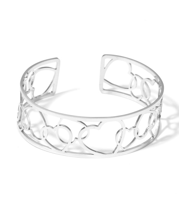 Brazalete plateado abierto calado de formas