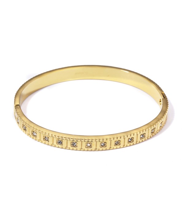 Pulsera rígida con rectángulos detallados de circonitas