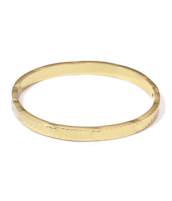 Pulsera rígida tipo manguito texturizada de corazones