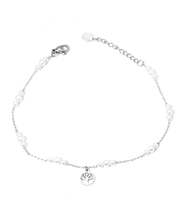 Tobillera con perla y árbol 2