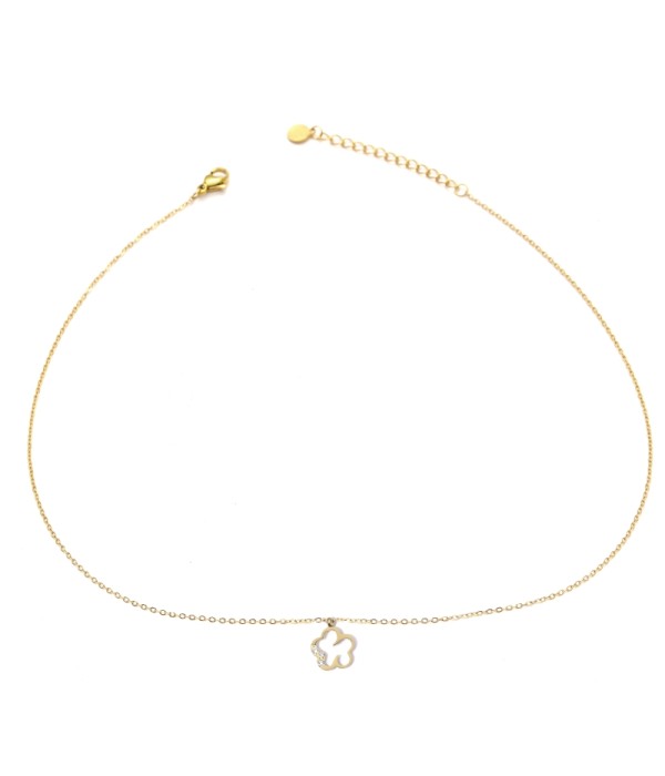 Collar dorado con flor y detalles en circonitas