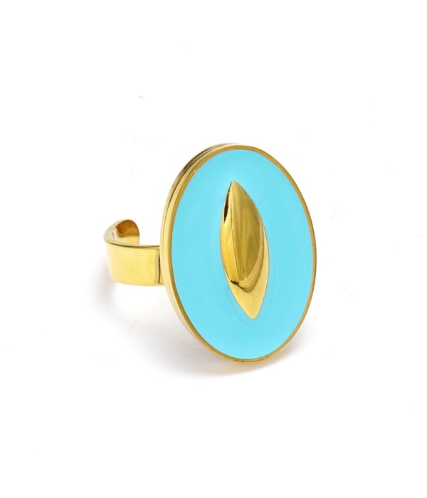 Anillos dorados con pieza de colores en centro