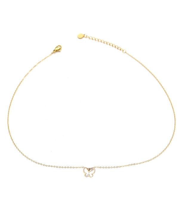 Collar dorado con mariposa y detalles en circonitas