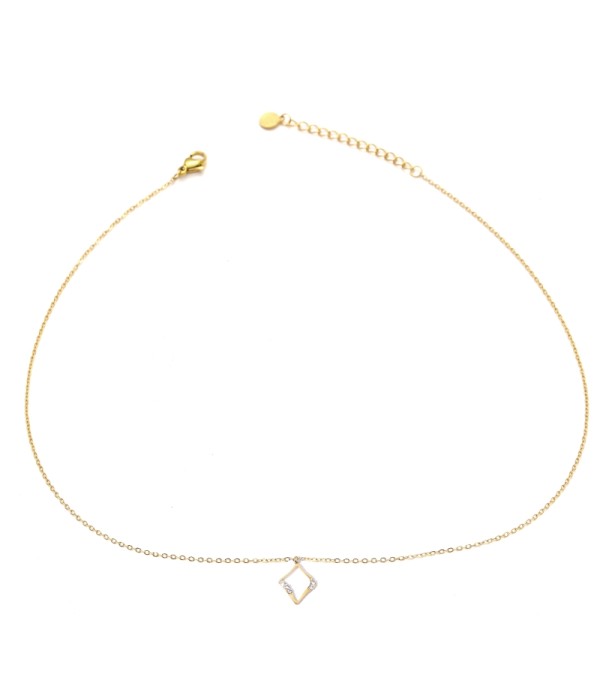 Collar dorado con rombo y detalles en circonitas