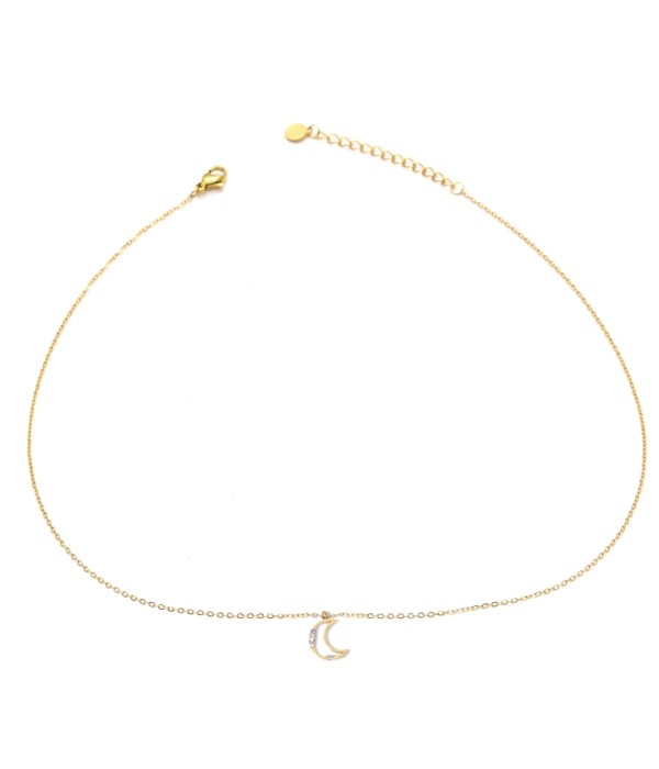 Collar dorado con luna y detalles en circonitas