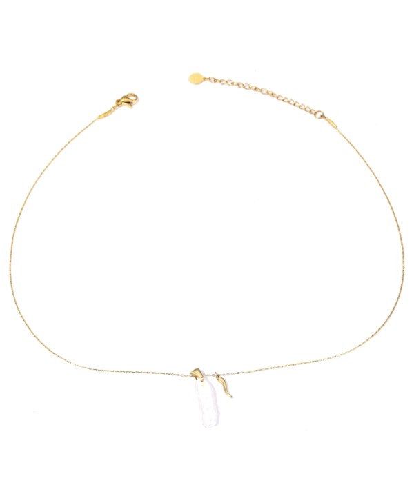 Collar dorada con perla natural