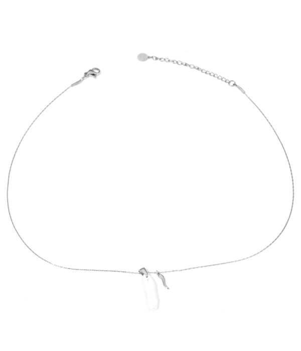 Collar plateado con perla natural