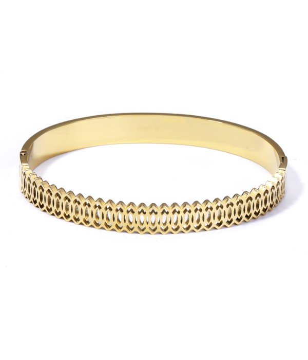 Pulsera rígida dorada tipo manguito