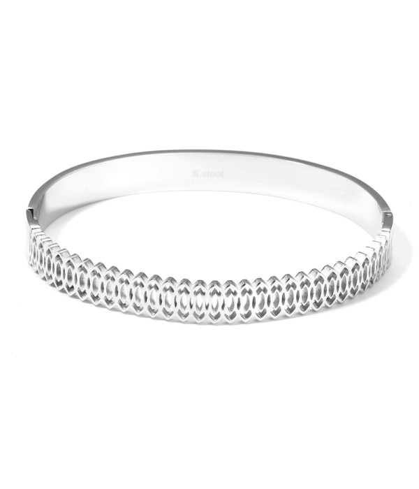 Pulsera rígida plateada tipo manguito