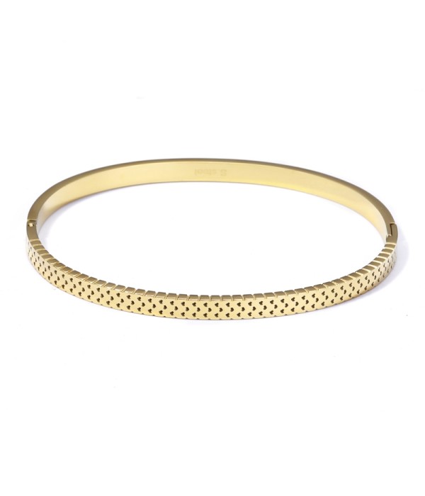 Pulsera rígida dorada tipo manguito con borde dentado