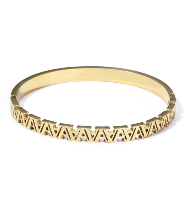 Pulsera rígida dorada tipo manguito con A