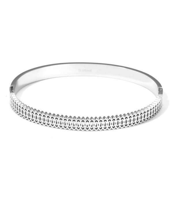 Pulsera rígida plateada tipo manguito