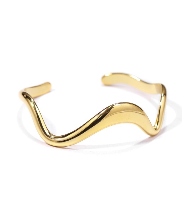 Pulsera rígida abierta dorada ondulada