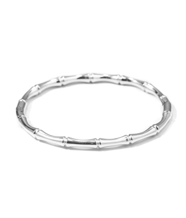 Pulsera rígida plateada de bambú