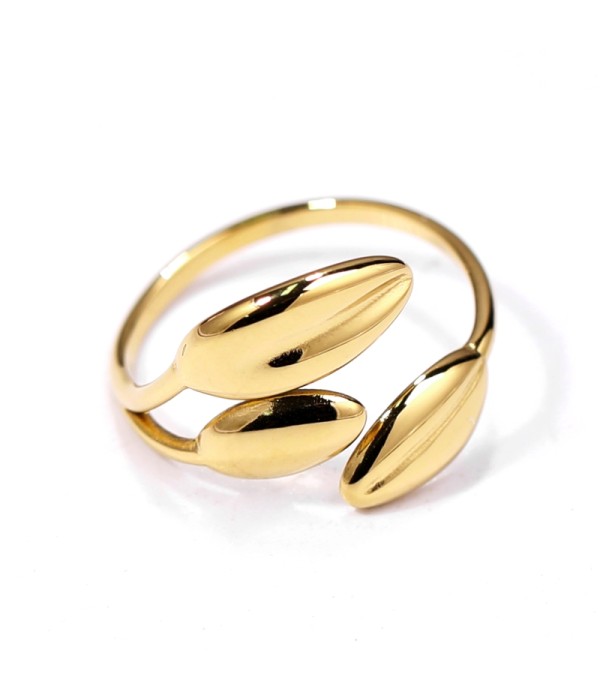 Anillo dorado con hojas