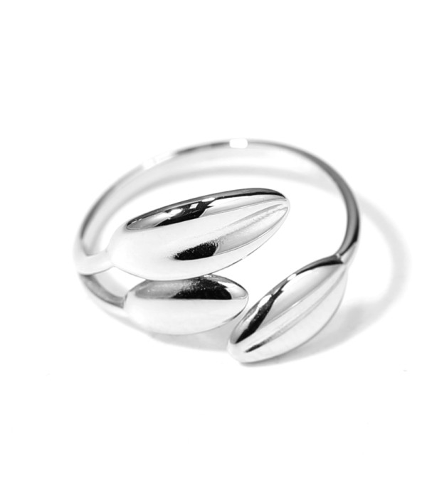 Anillo plateado con hojas