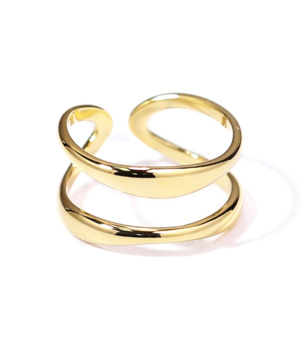 Anillo dorado en dos bandas onduladas