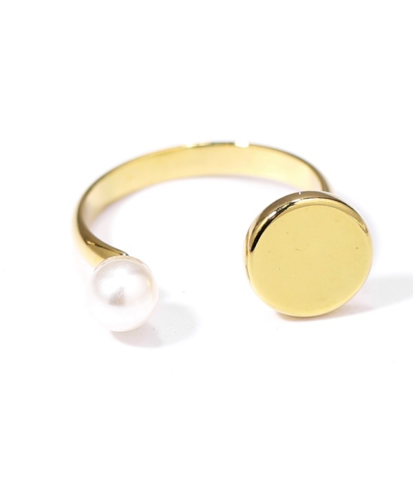 Anillo abierto dorado con perla