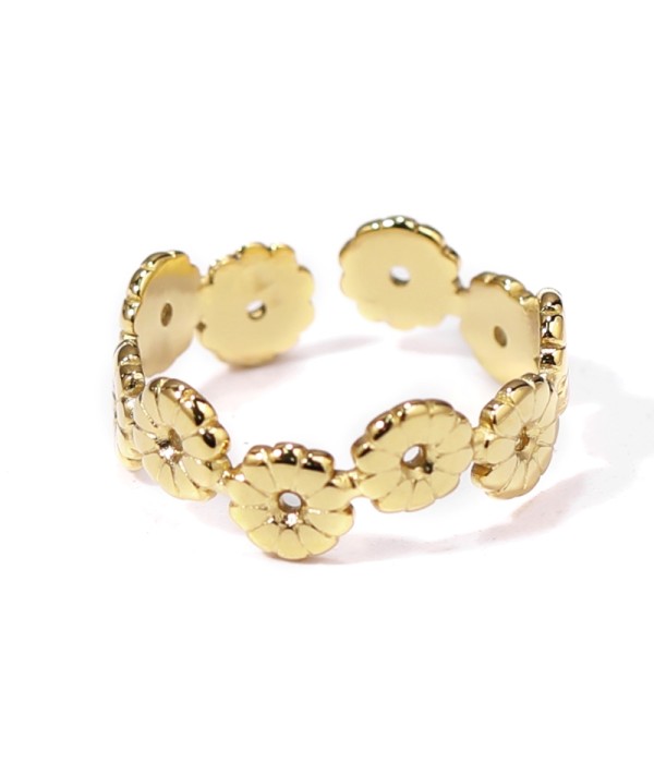 Anillo dorado de aros de flores