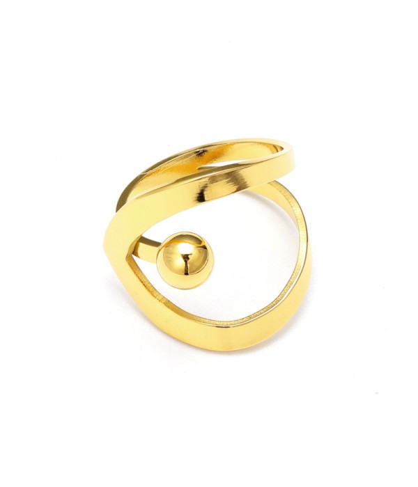 Anillo dorado con curvado y esfera