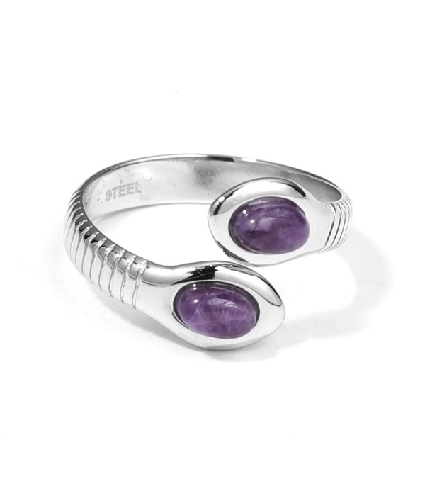 Anillo plateado con serpiente de dos cabezas con piedra