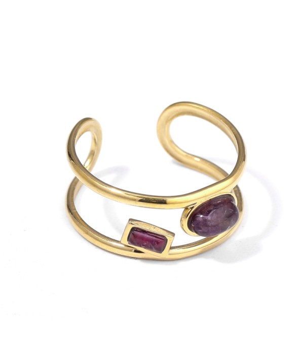 Anillo dorado con piedras